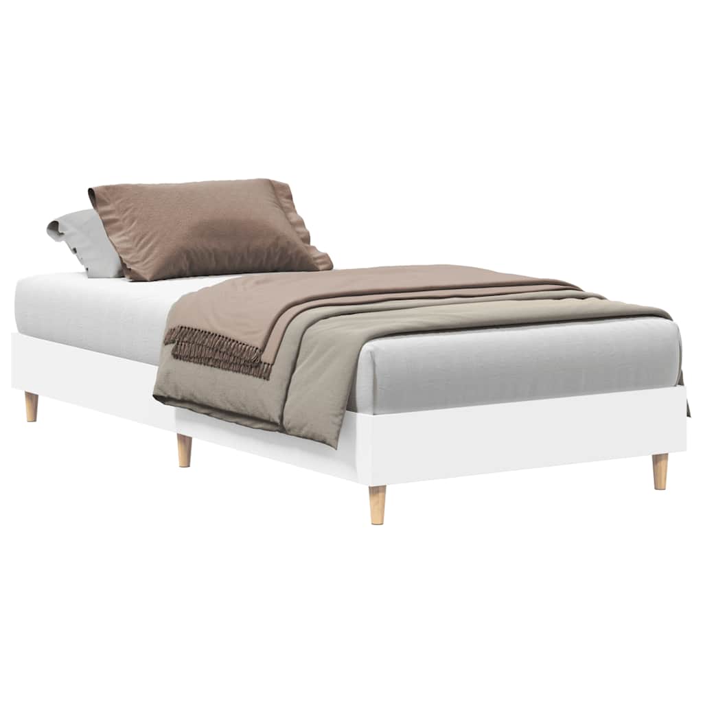 Rám Postele Bez Matrace Bílý 90X190 Cm Dřevěné Konstrukce