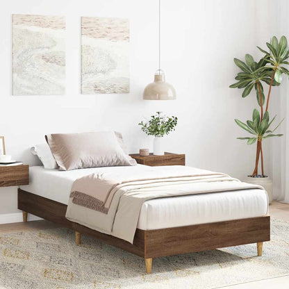 Rám Postele Bez Matrace Dub Hnědý 90X190 Cm Dřevěné Konstrukce