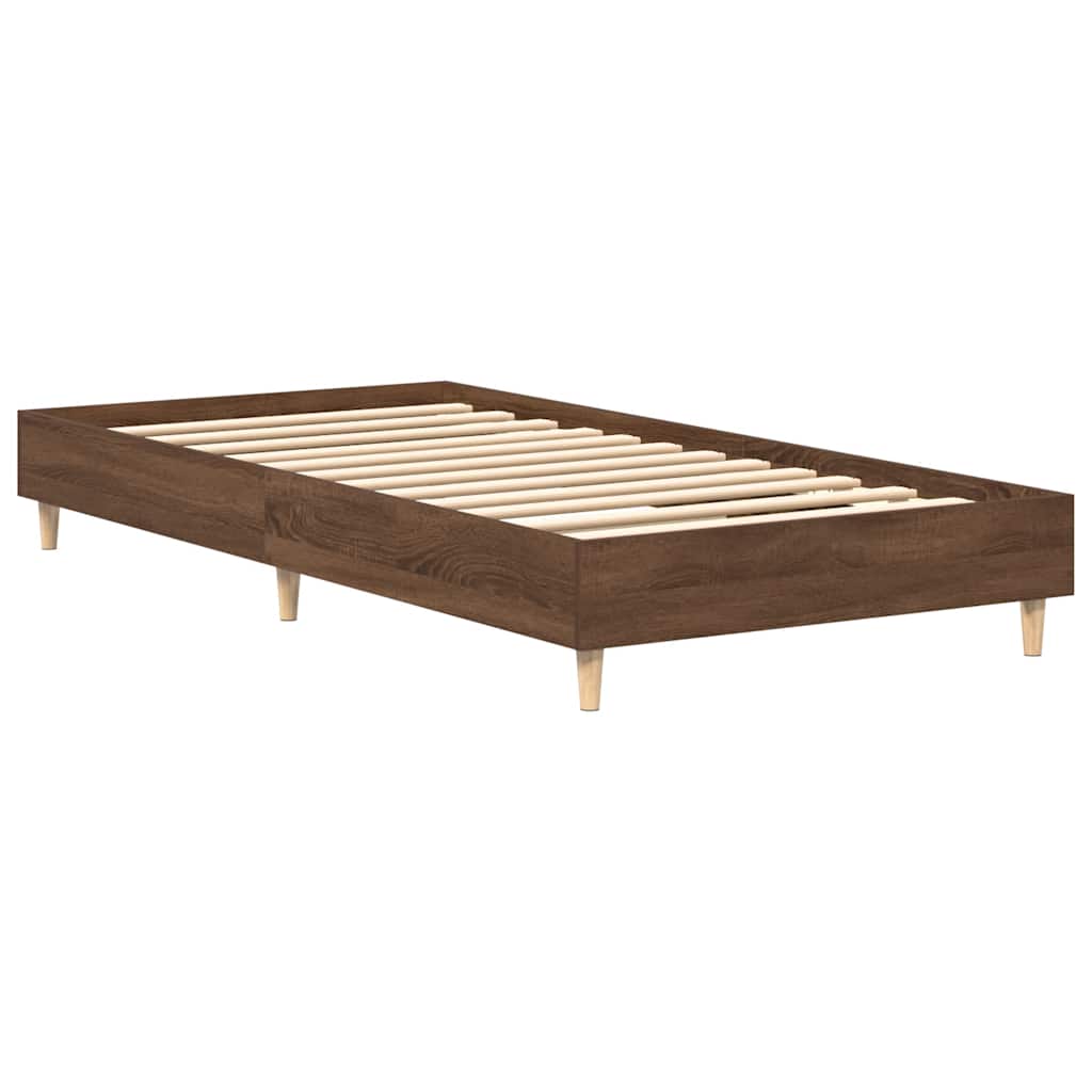 Rám Postele Bez Matrace Dub Hnědý 90X190 Cm Dřevěné Konstrukce