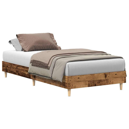 Rám Postele Bez Matrace Staré Dřevo 90X190Cm Dřevěné Konstrukce