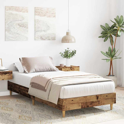 Rám Postele Bez Matrace Staré Dřevo 90X190Cm Dřevěné Konstrukce