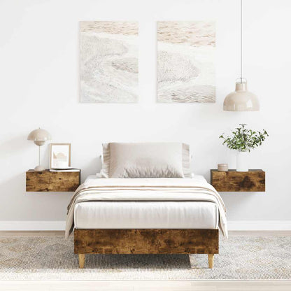 Rám Postele Bez Matrace Kouřový Dub 75X190Cm Dřevěné Konstrukce