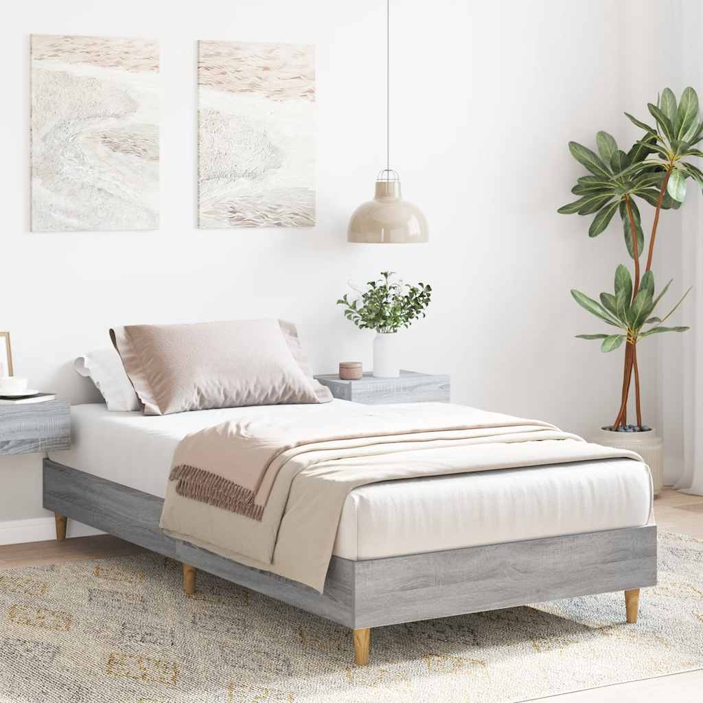 Rám Postele Bez Matrace Šedý Sonoma 75X190Cm Dřevěné Konstrukce