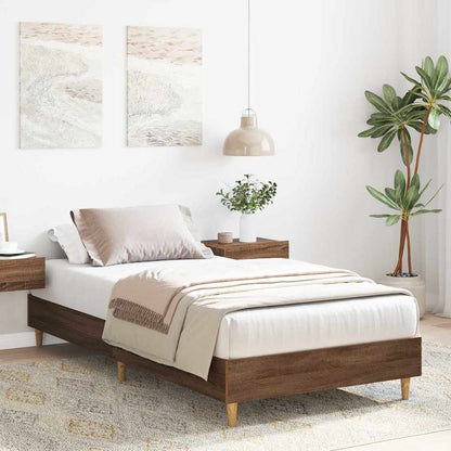 Rám Postele Bez Matrace Hnědý Dub 75X190 Cm Dřevěné Konstrukce