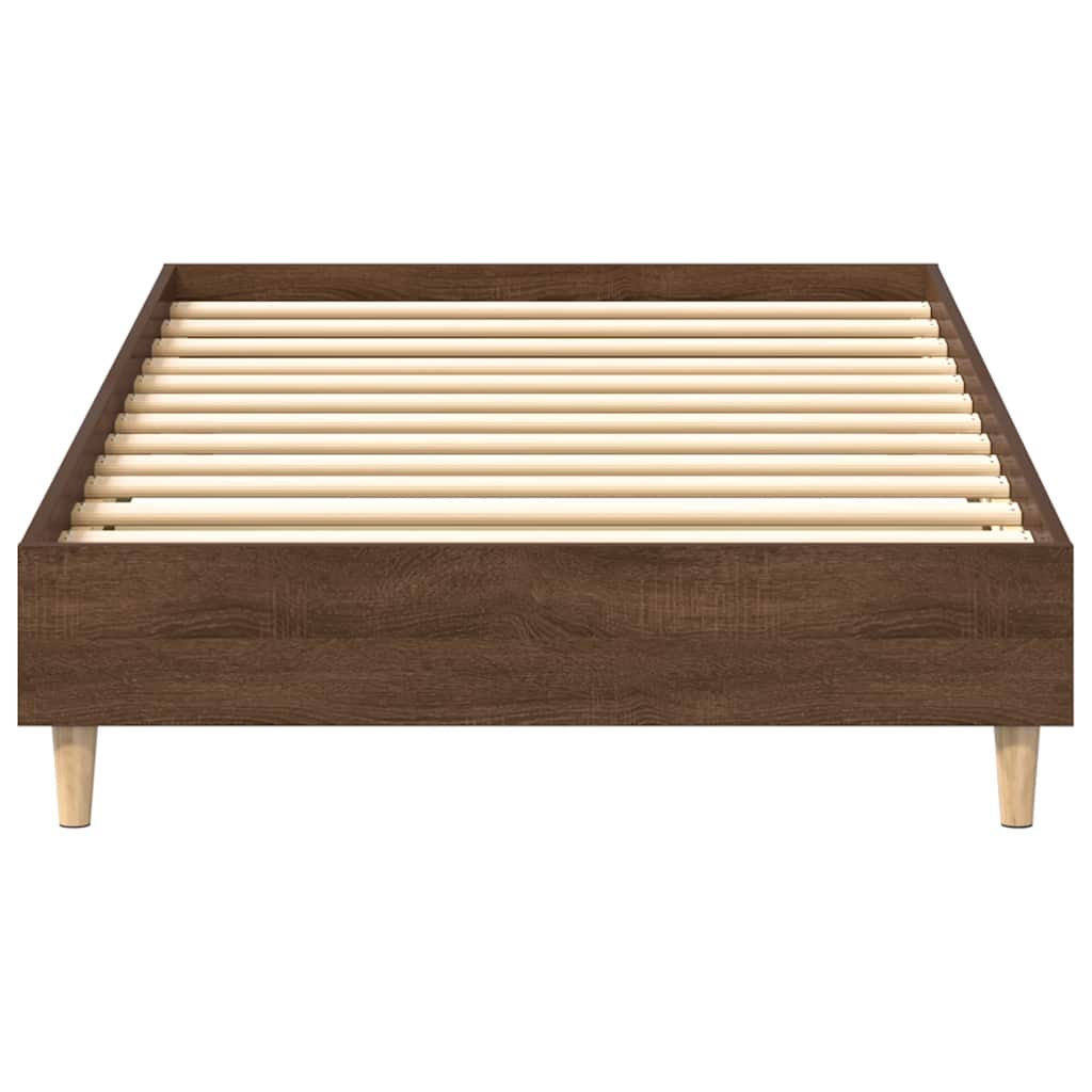 Rám Postele Bez Matrace Hnědý Dub 75X190 Cm Dřevěné Konstrukce