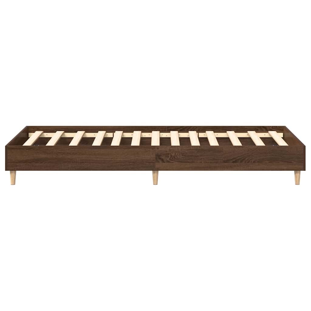 Rám Postele Bez Matrace Hnědý Dub 75X190 Cm Dřevěné Konstrukce