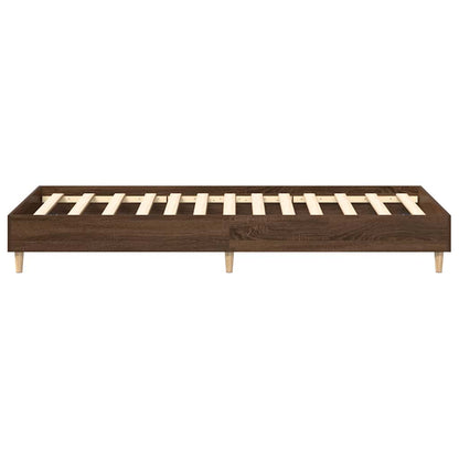 Rám Postele Bez Matrace Hnědý Dub 75X190 Cm Dřevěné Konstrukce