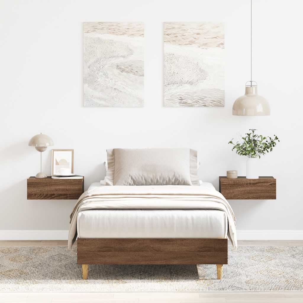 Rám Postele Bez Matrace Hnědý Dub 75X190 Cm Dřevěné Konstrukce