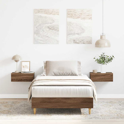 Rám Postele Bez Matrace Hnědý Dub 75X190 Cm Dřevěné Konstrukce