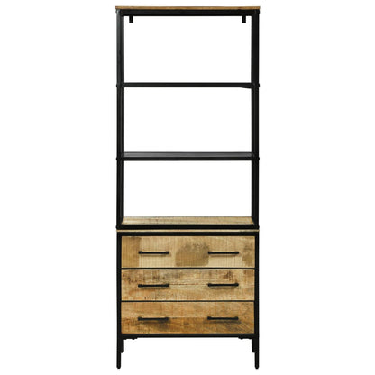 Vysoký Bufet Hnědá 70 X 35 X 180 Cm Masivní Mangové Dřevo