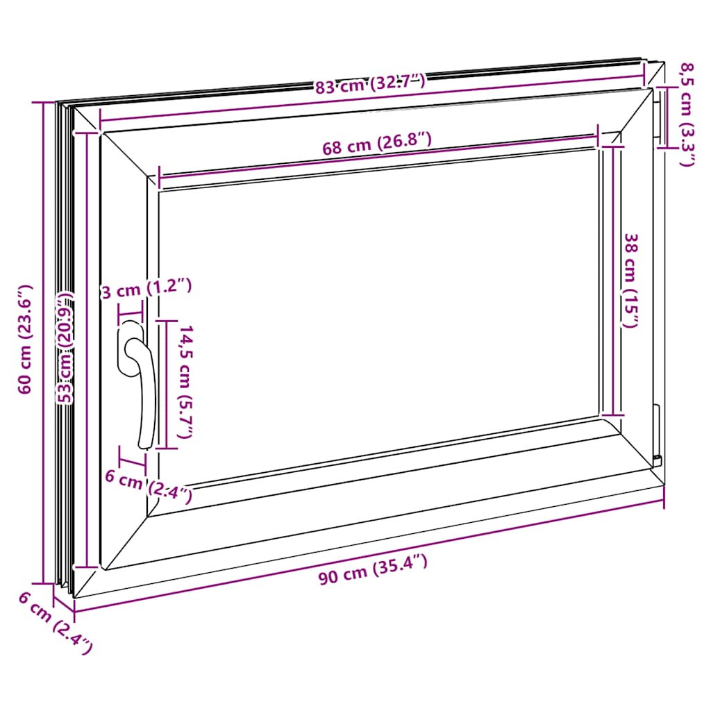 Sklepní Okno 90X60 Cm Výklopné&Otočné Din Pravé Antracitové