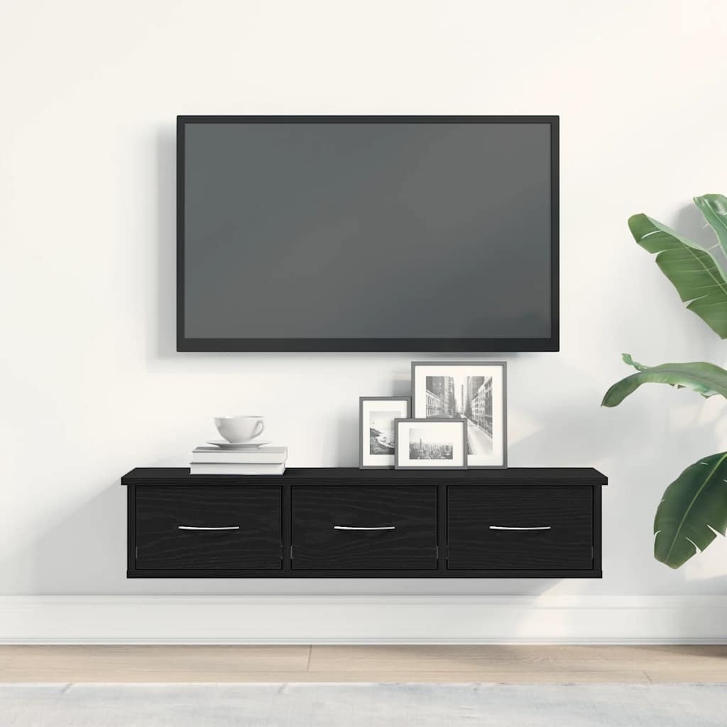 Nástěnná Skříňka Černý Dub 88X26X18,5 Cm Dřevěná Konstrukce