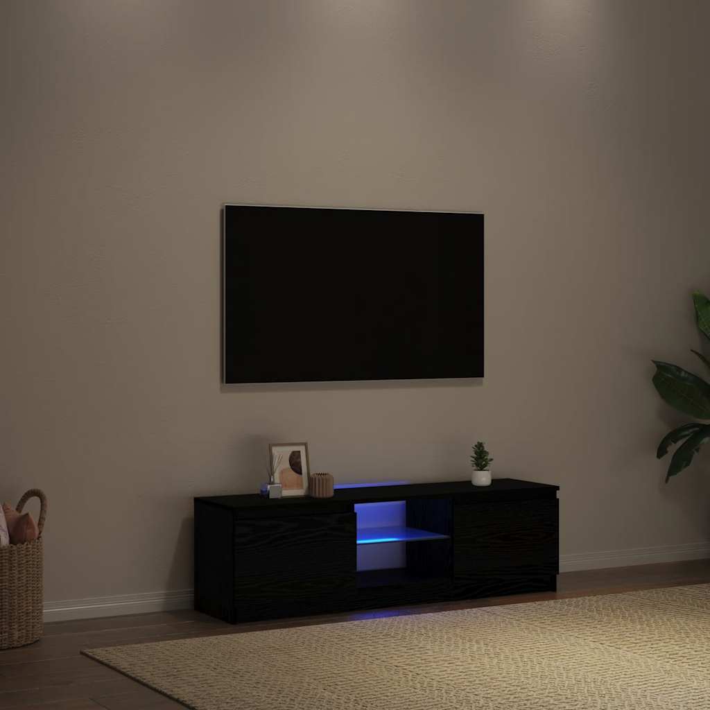 Tv Skříňka S Led Osvětlením Černá 140 X 40 X 35,5 Cm