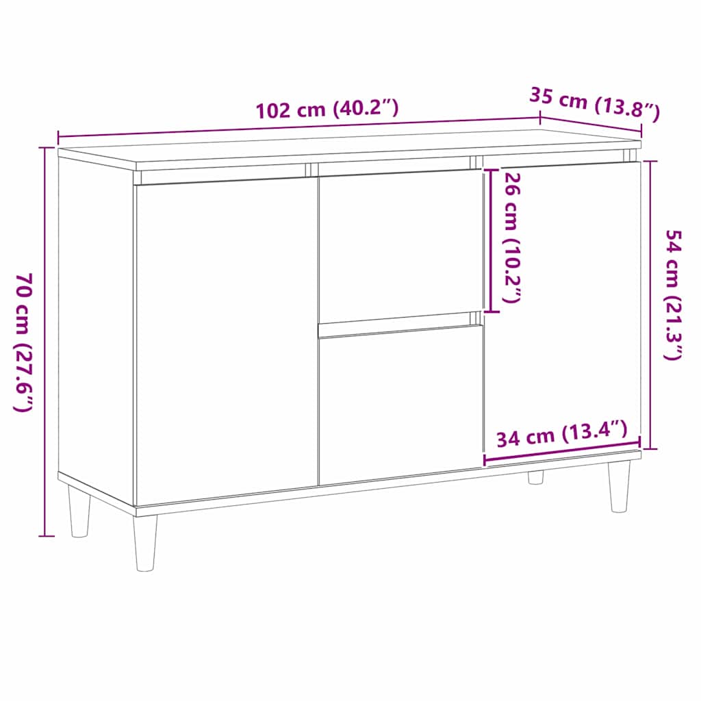 Servírovací Skříň Černá 102 X 35 X 60 Cm Kompozitní Dřevo