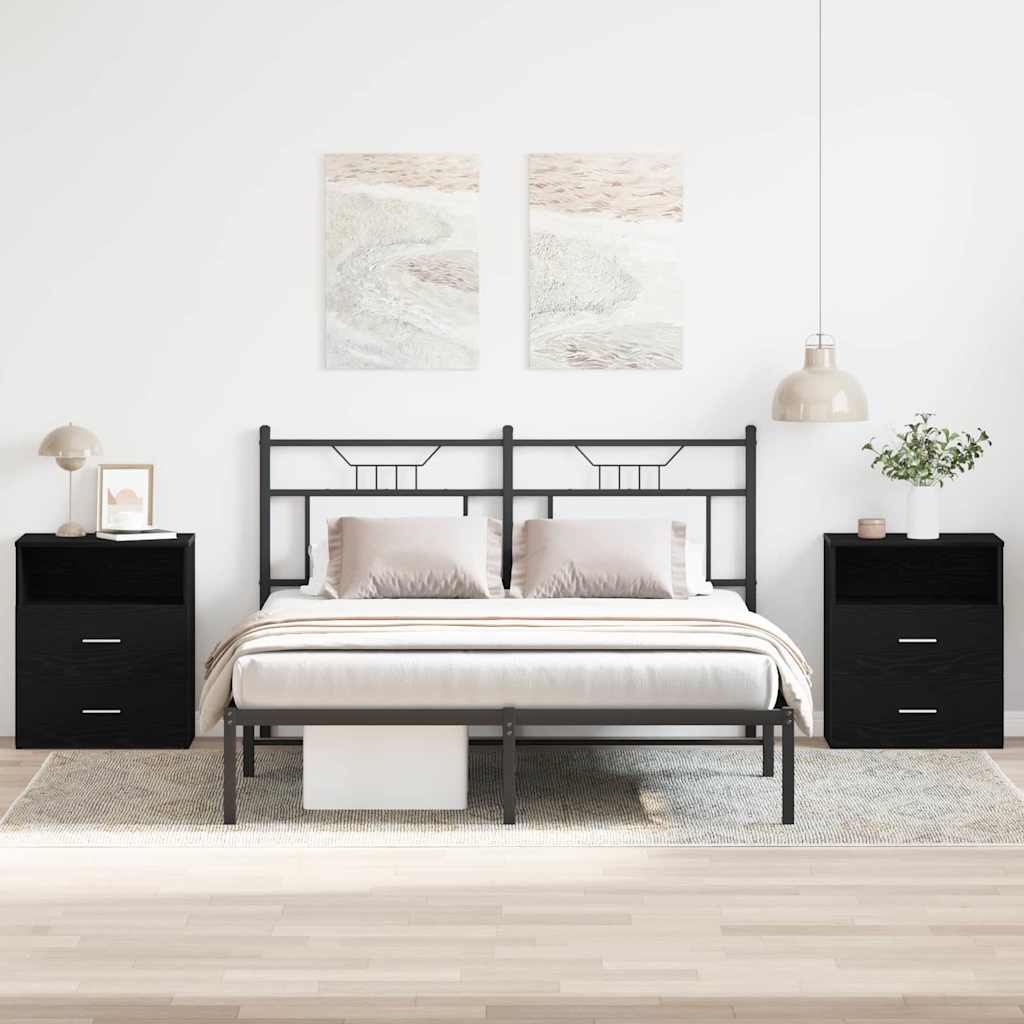 Noční Stolek 2 Ks Černý Dub 50 X 32 X 60 Cm Kompozitní Dřevo
