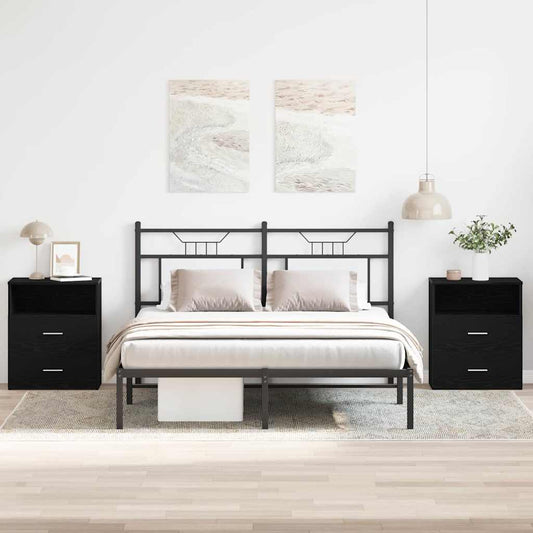 Noční Stolek 2 Ks Černý Dub 50 X 32 X 60 Cm Kompozitní Dřevo