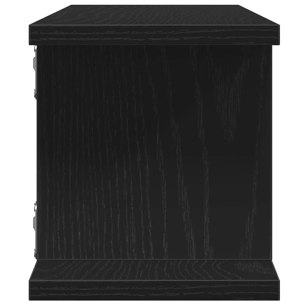 Nástěnné Police 2 Ks Dub Černý Dřevěné Konstrukce Černý Dub