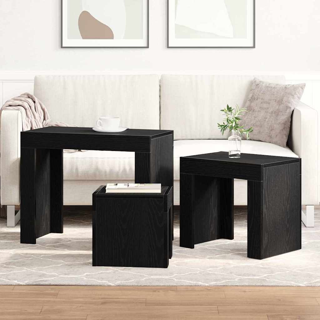 Hnízdové Stolky 3 Pcs Černý Dub 61 X 30 X 50 Cm