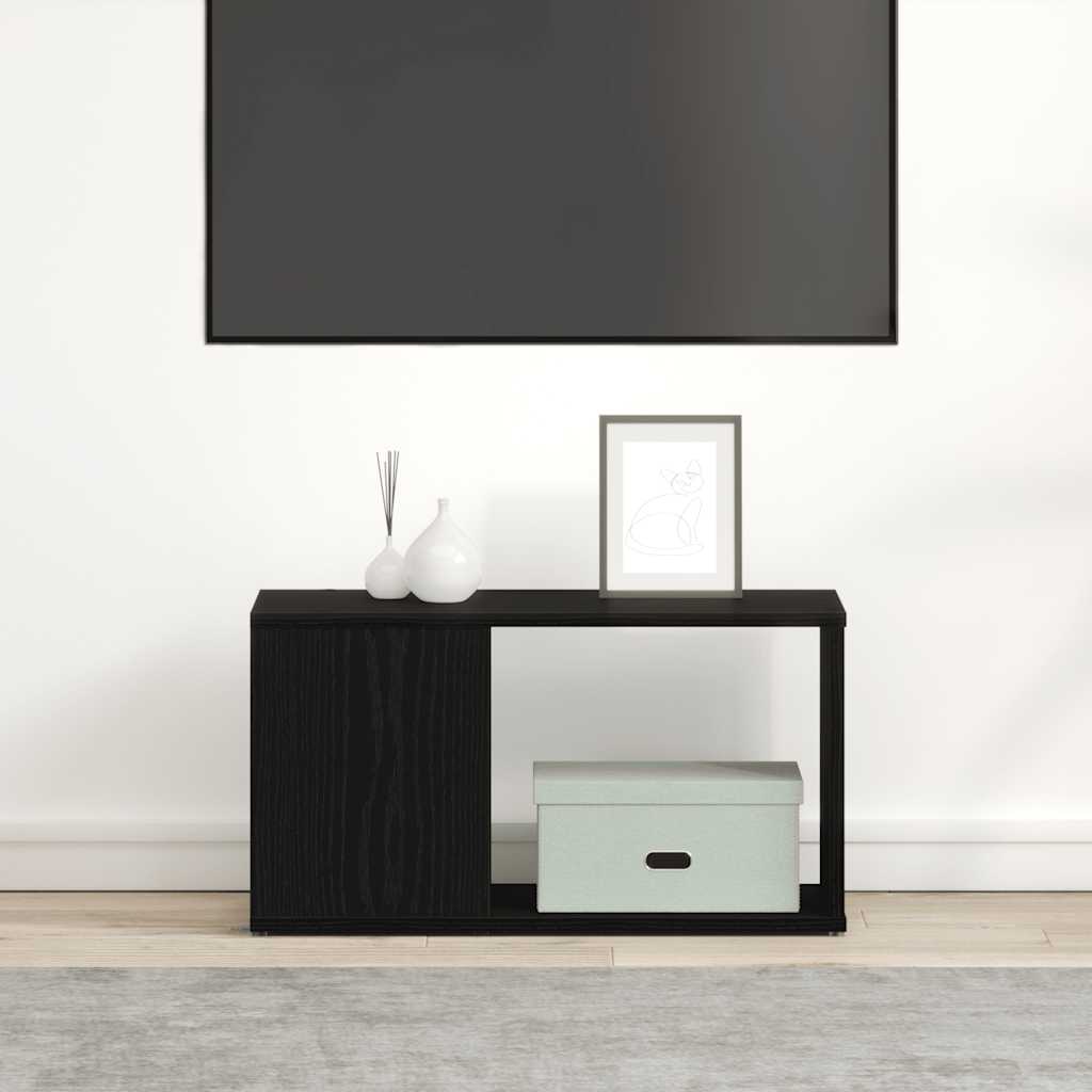 Tv Skříňka Černý Dub 60X24X32 Cm Dřevěná Konstrukce