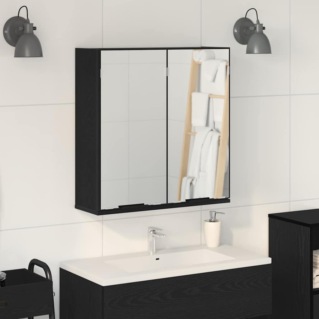 Zrcadlová Skříň Černý Dub 64 X 20 X 67 Cm Kompozitní Dřevo
