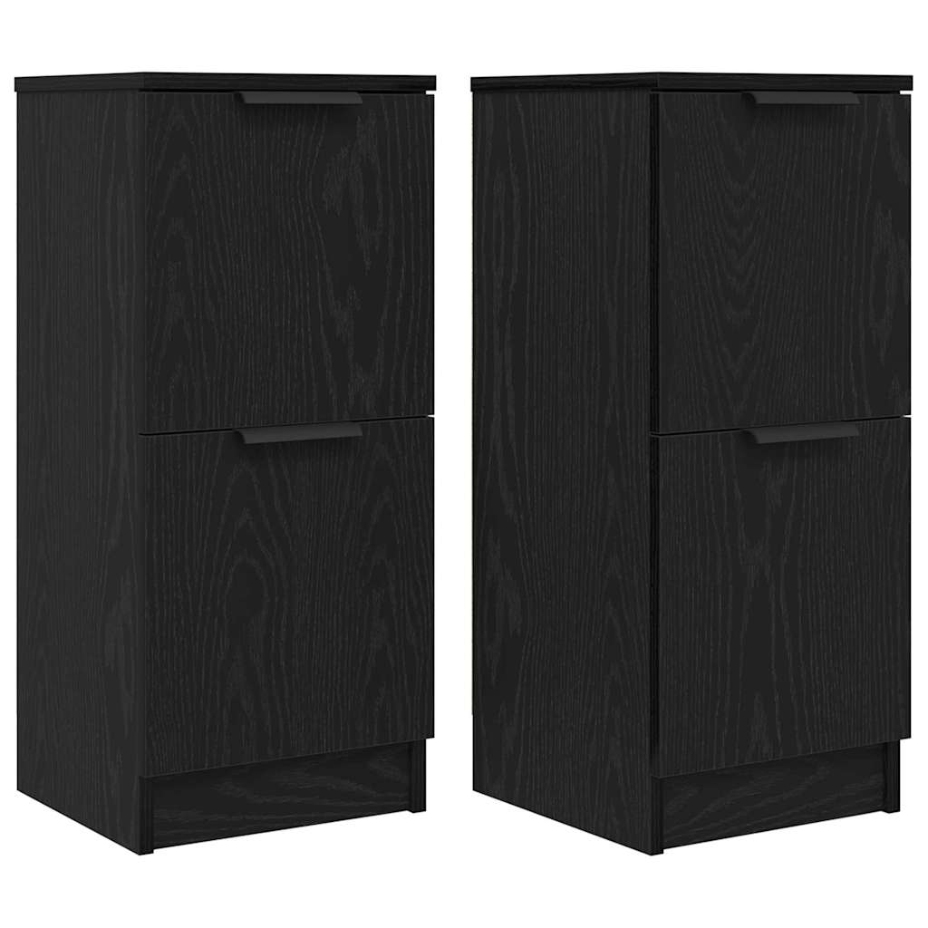Servírovací Skříň 2 Pcs Černý Dub 30 X 30 X 70 Cm