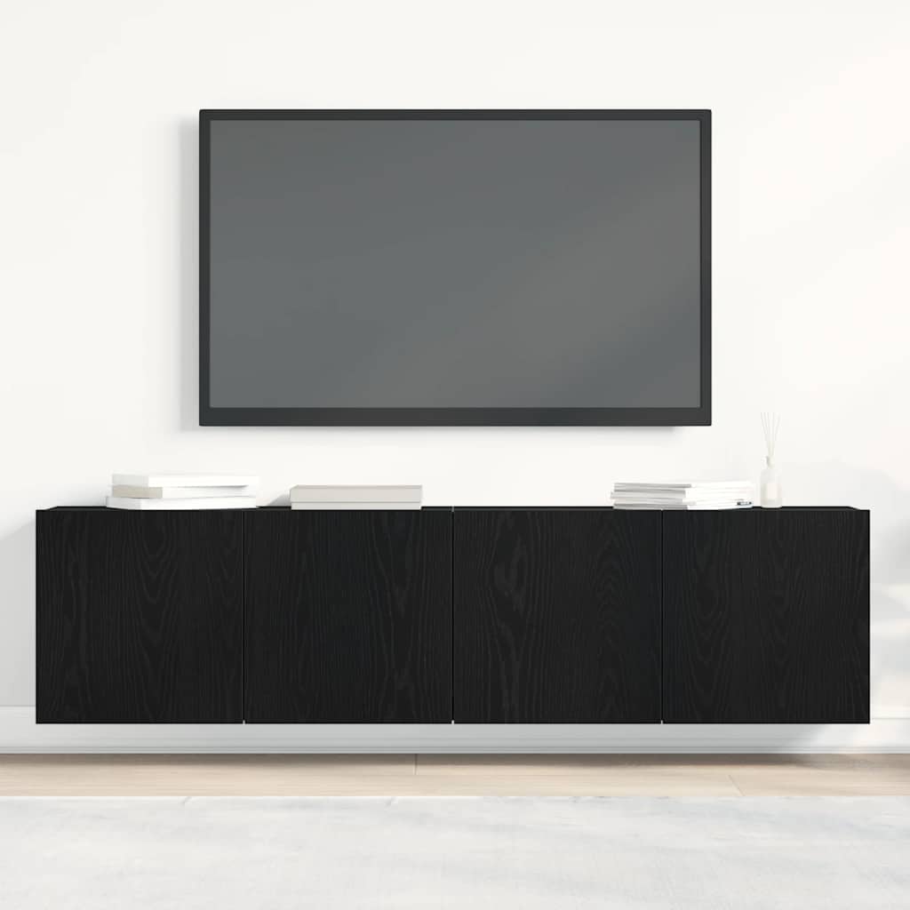 Tv Stolky 2 Ks Černý Dub 160 X 30 X 41 Cm, Z Umělého Dřeva