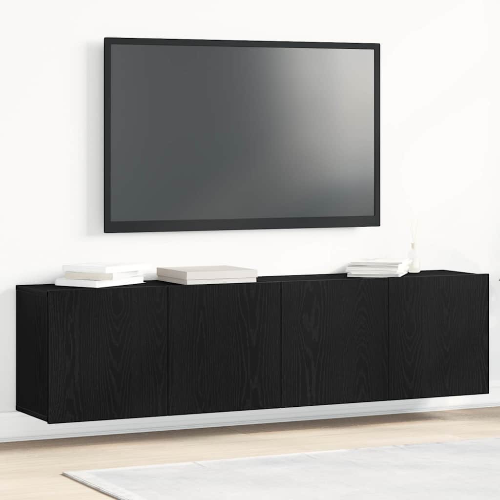 Tv Stolky 2 Ks Černý Dub 160 X 30 X 41 Cm, Z Umělého Dřeva