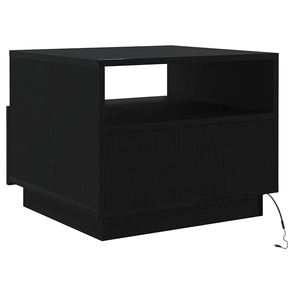 Konferenční Stolek  S Led Světly Dub Černý