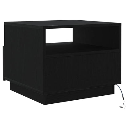 Konferenční Stolek  S Led Světly Dub Černý