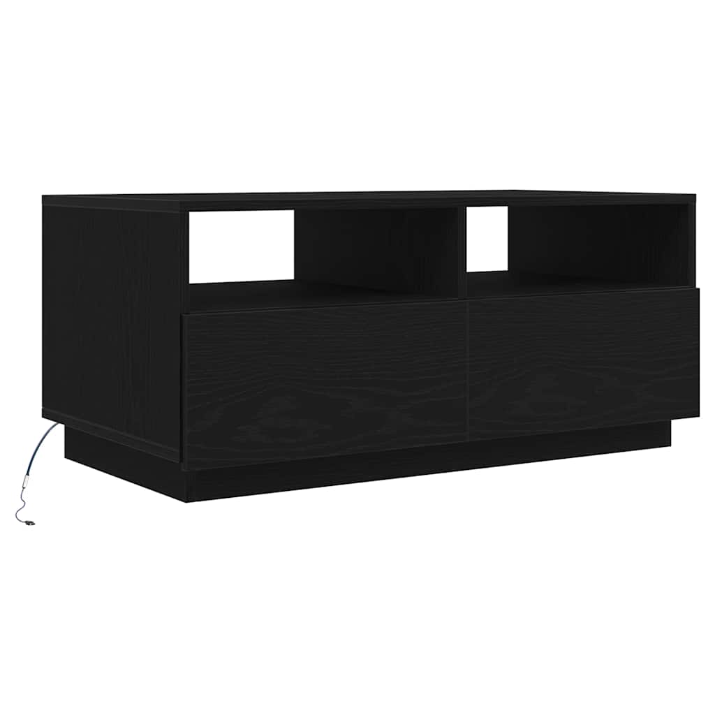 Konferenční Stolek  S Led Světly Dub Černý 90X49X40 Cm