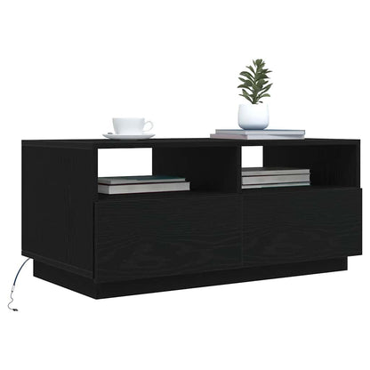 Konferenční Stolek  S Led Světly Dub Černý 90X49X40 Cm