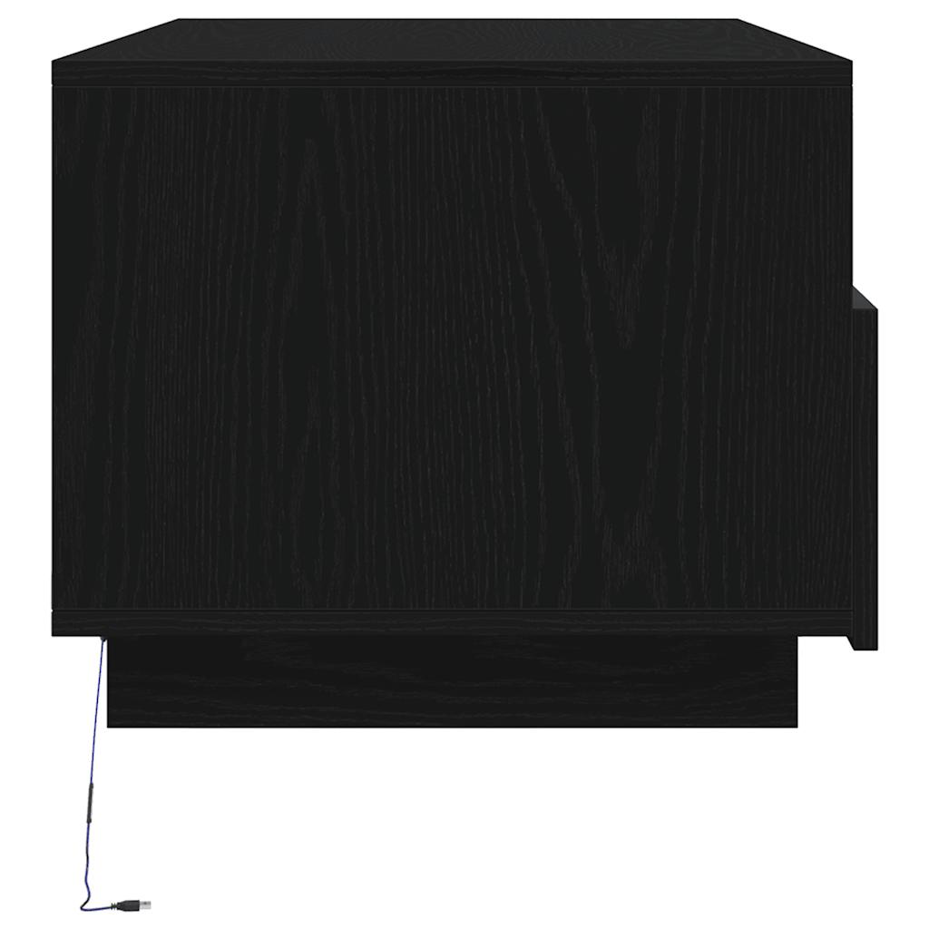 Konferenční Stolek  S Led Světly Dub Černý 90X49X40 Cm