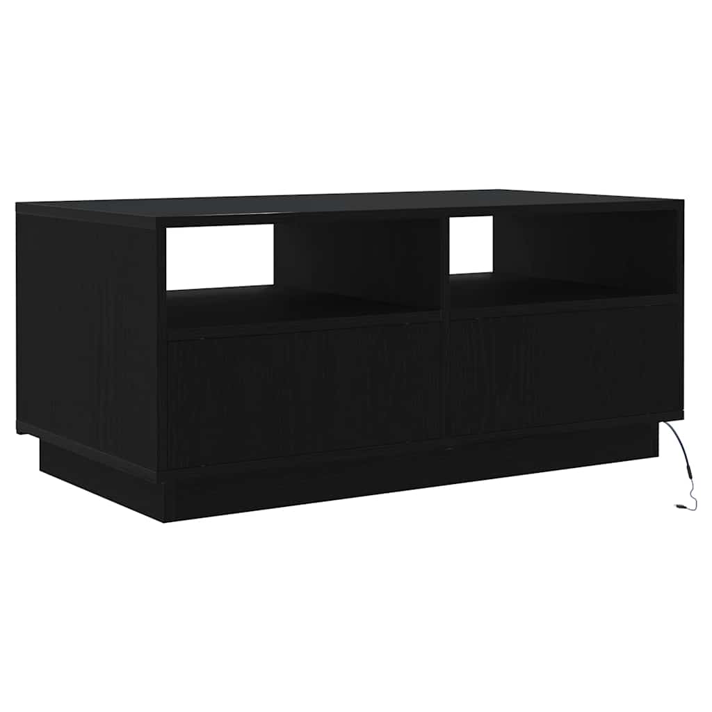 Konferenční Stolek  S Led Světly Dub Černý 90X49X40 Cm