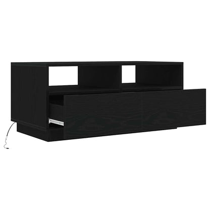 Konferenční Stolek  S Led Světly Dub Černý 90X49X40 Cm