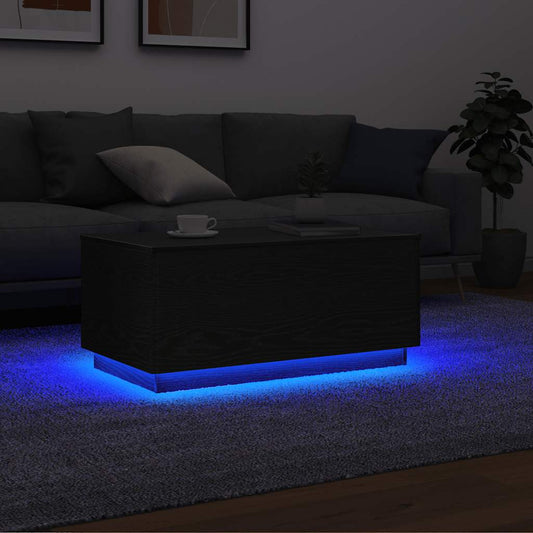 Konferenční Stolek  S Led Světly Dub Černý 90X49X40 Cm