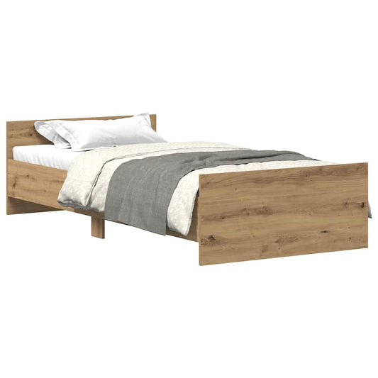 Rám Postele Bez Matrace 75X190Cm Dřevěné Konstrukce Dub Artisan