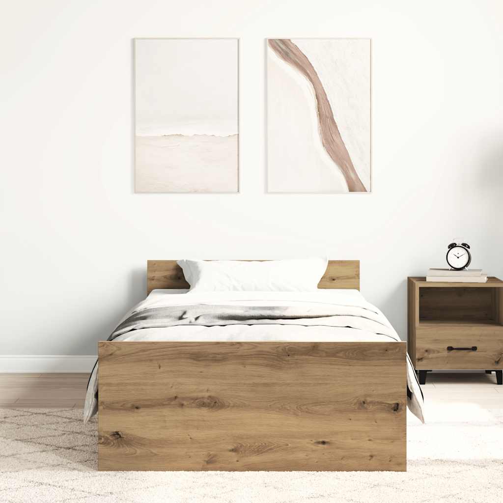 Rám Postele Bez Matrace 75X190Cm Dřevěné Konstrukce Dub Artisan