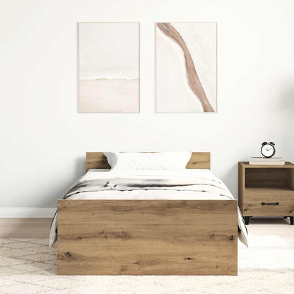Rám Postele Bez Matrace 75X190Cm Dřevěné Konstrukce Dub Artisan