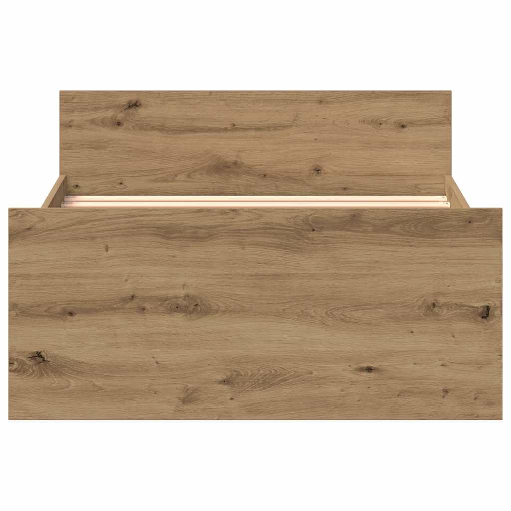 Rám Postele Bez Matrace 75X190Cm Dřevěné Konstrukce Dub Artisan