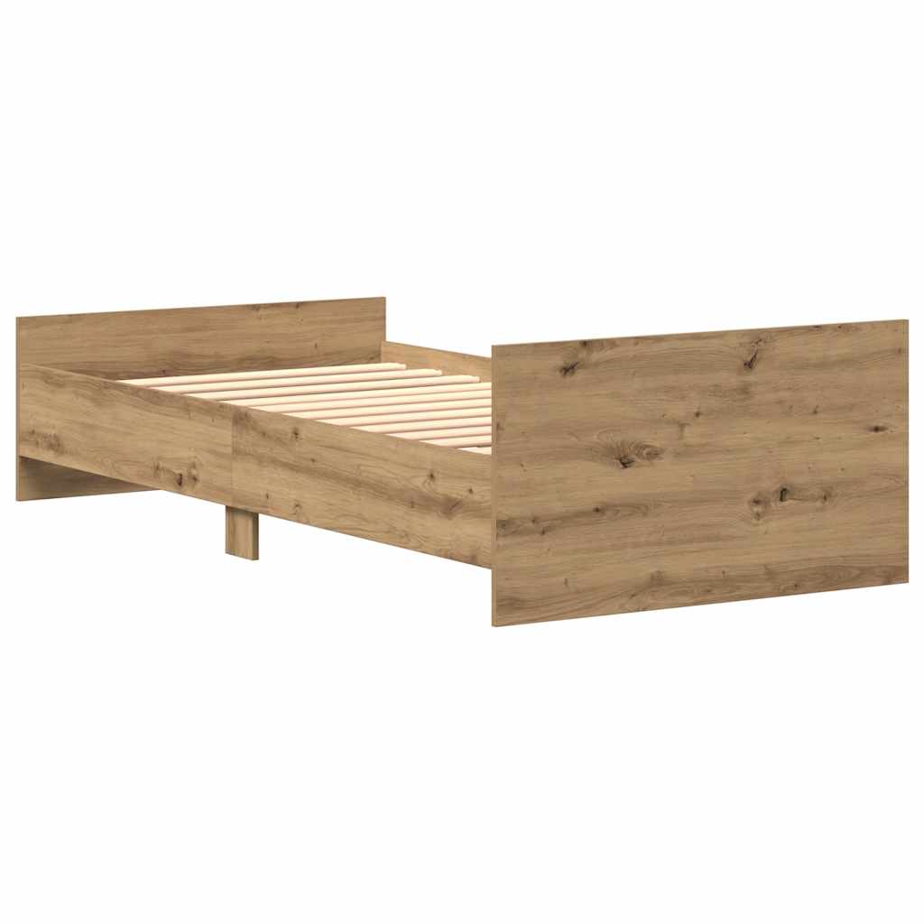 Rám Postele Bez Matrace 75X190Cm Dřevěné Konstrukce Dub Artisan