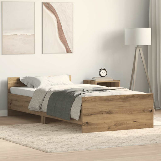 Rám Postele Bez Matrace 75X190Cm Dřevěné Konstrukce Dub Artisan
