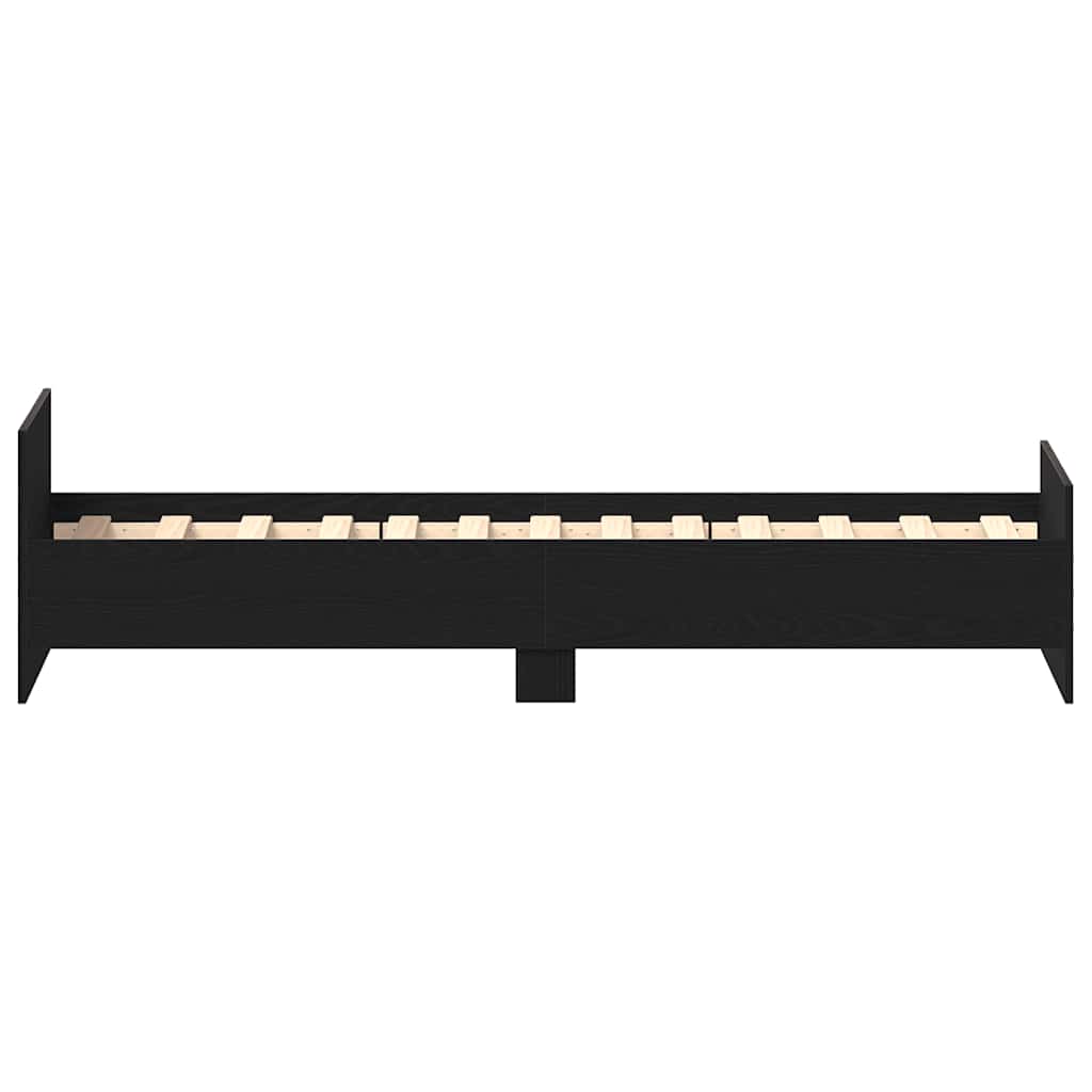 Rám Postele Bez Matrace Dub Černý Dřevěné Konstrukce Černý Dub