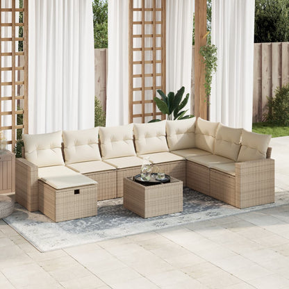 9Dílná Zahradní Sedací Souprava S Poduškami Černá Polyratan