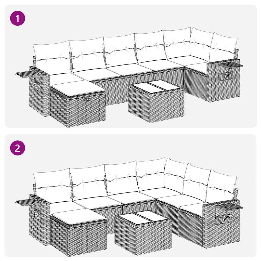8Dílná Zahradní Sedací Souprava S Poduškami Černá Polyratan