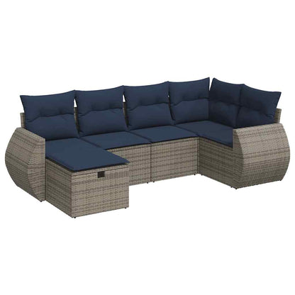 6Dílná Zahradní Sedací Souprava S Poduškami Šedá Polyratan