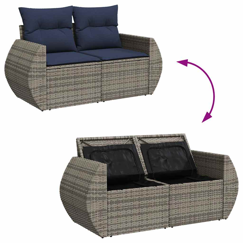 8Dílná Zahradní Sedací Souprava S Poduškami Šedá Polyratan