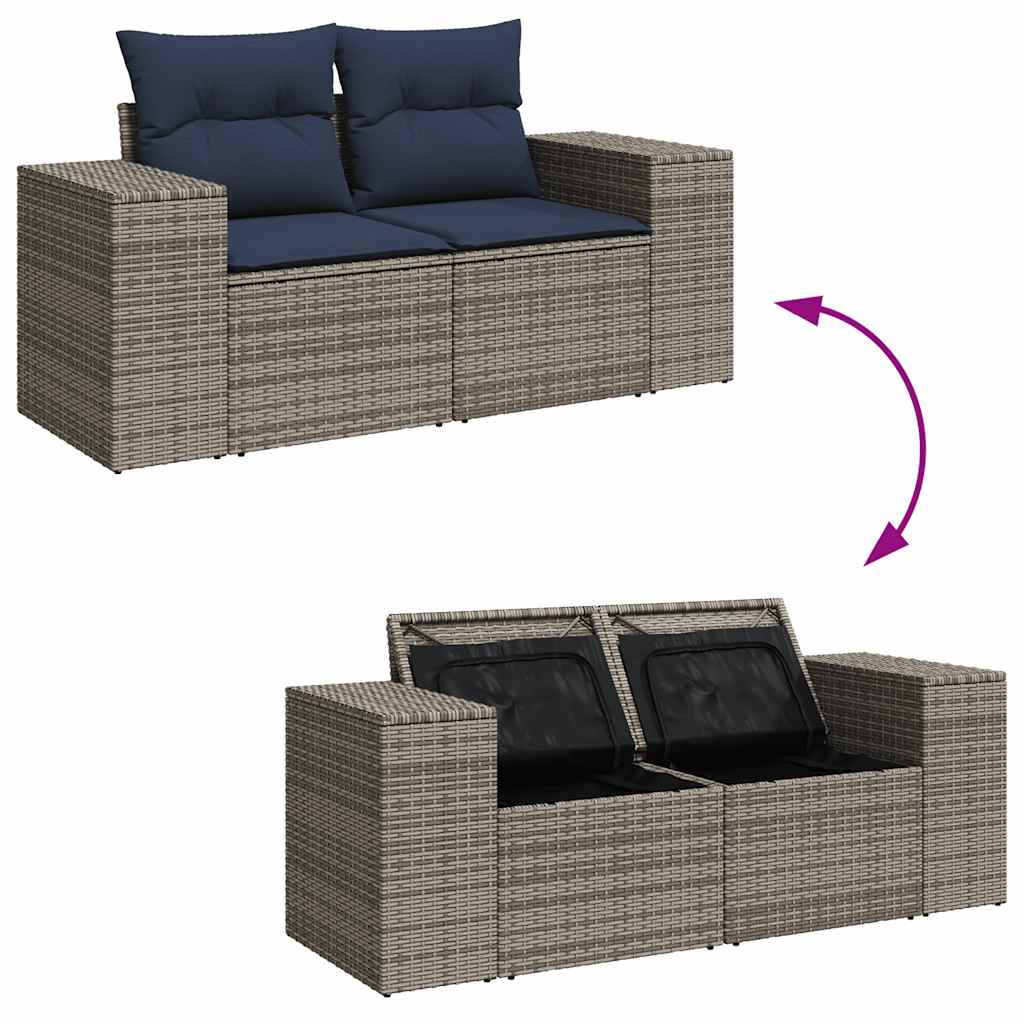7Dílná Zahradní Sedací Souprava S Poduškami Šedá Polyratan