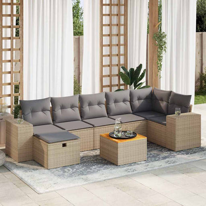 8Dílná Zahradní Sedací Souprava A Podušky Mix Béžové Polyratan