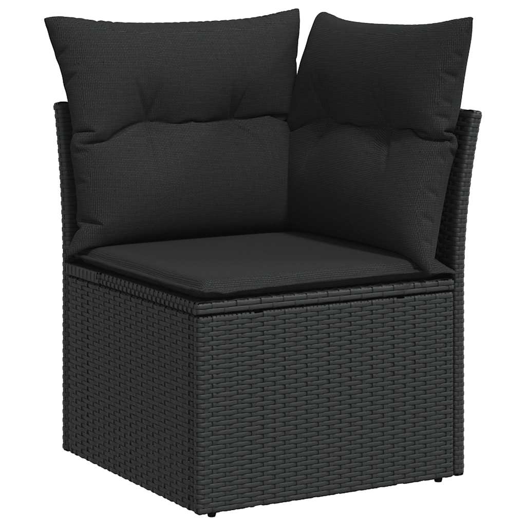 11Dílná Zahradní Sedací Souprava S Poduškami Černá Polyratan