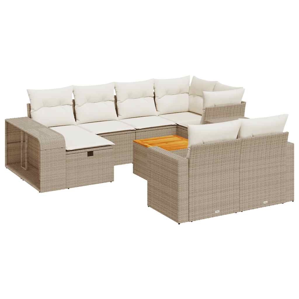 11Dílný Zahradní Sedací Souprava S Poduškami Béžový Polyratan